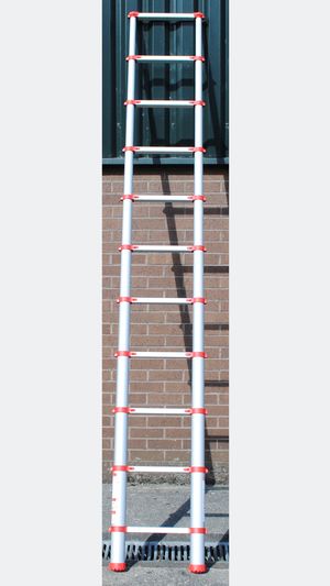 A telescopic ladder extended.